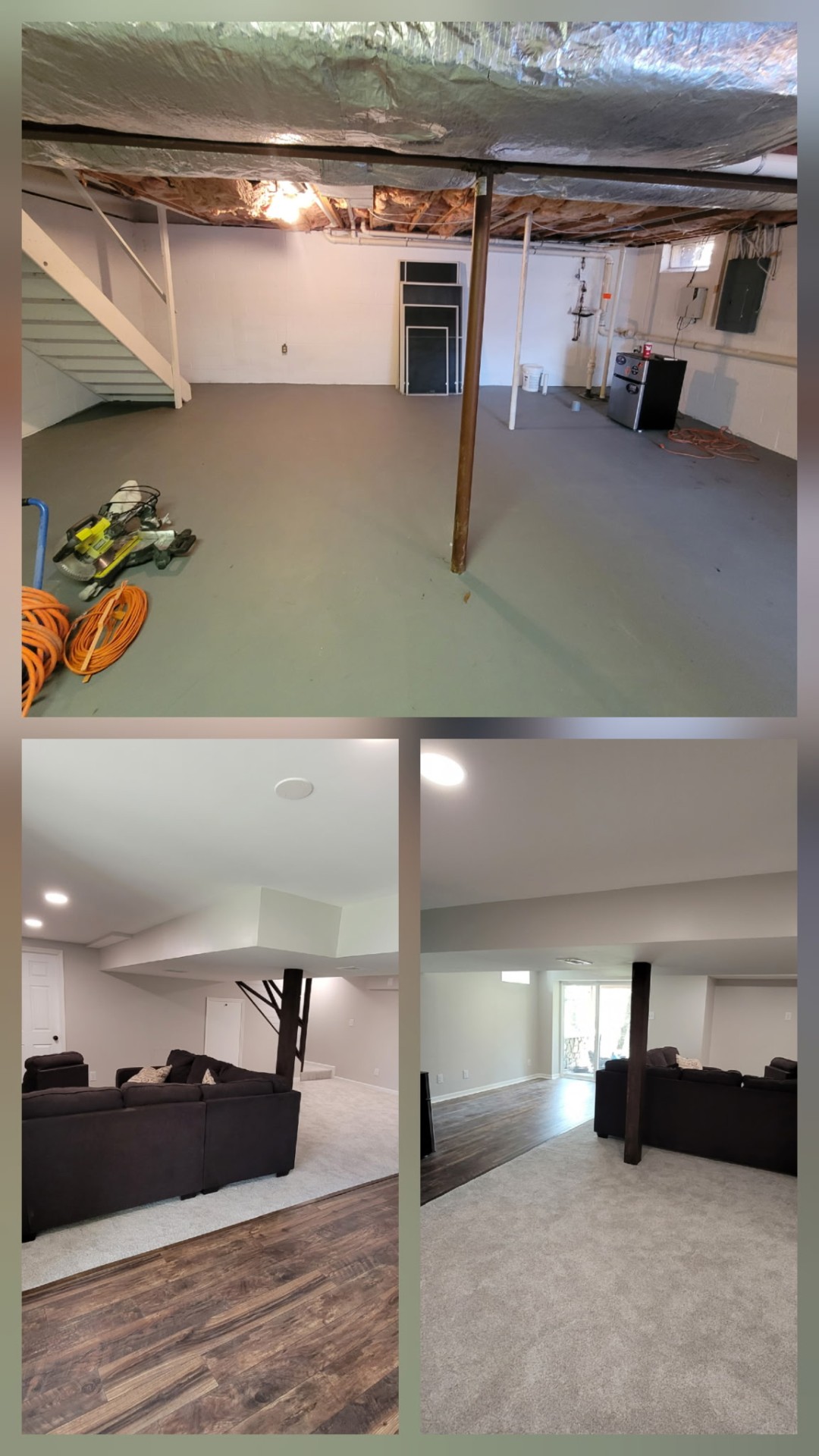 Basement Makeover before and after