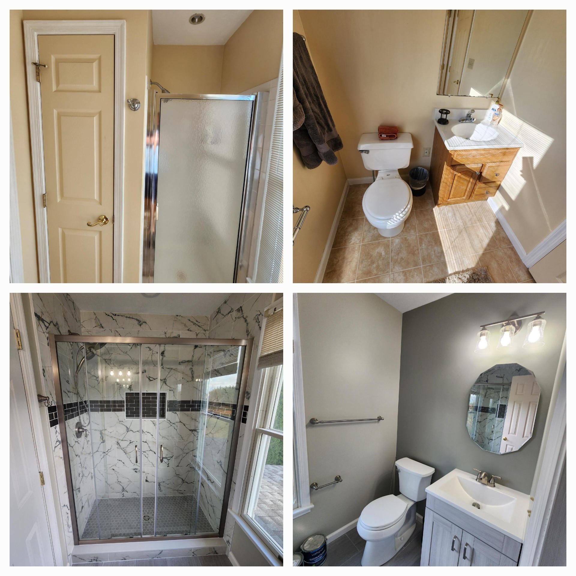 Shower & Vanity Remodel before and after