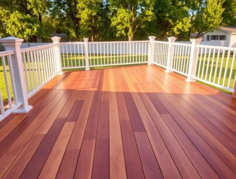 Wood deck cleaned and stained at a home in Forest Hill, MD