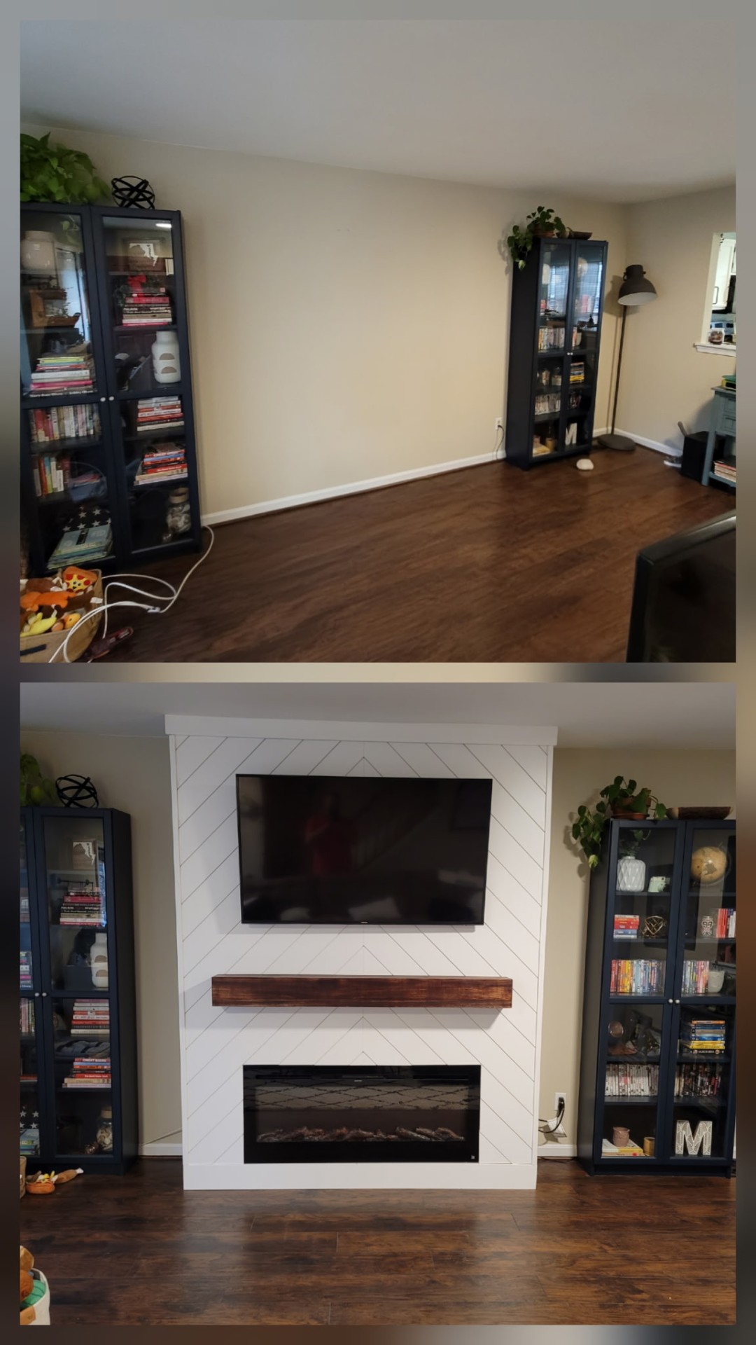 Fireplace & Mantle before and after