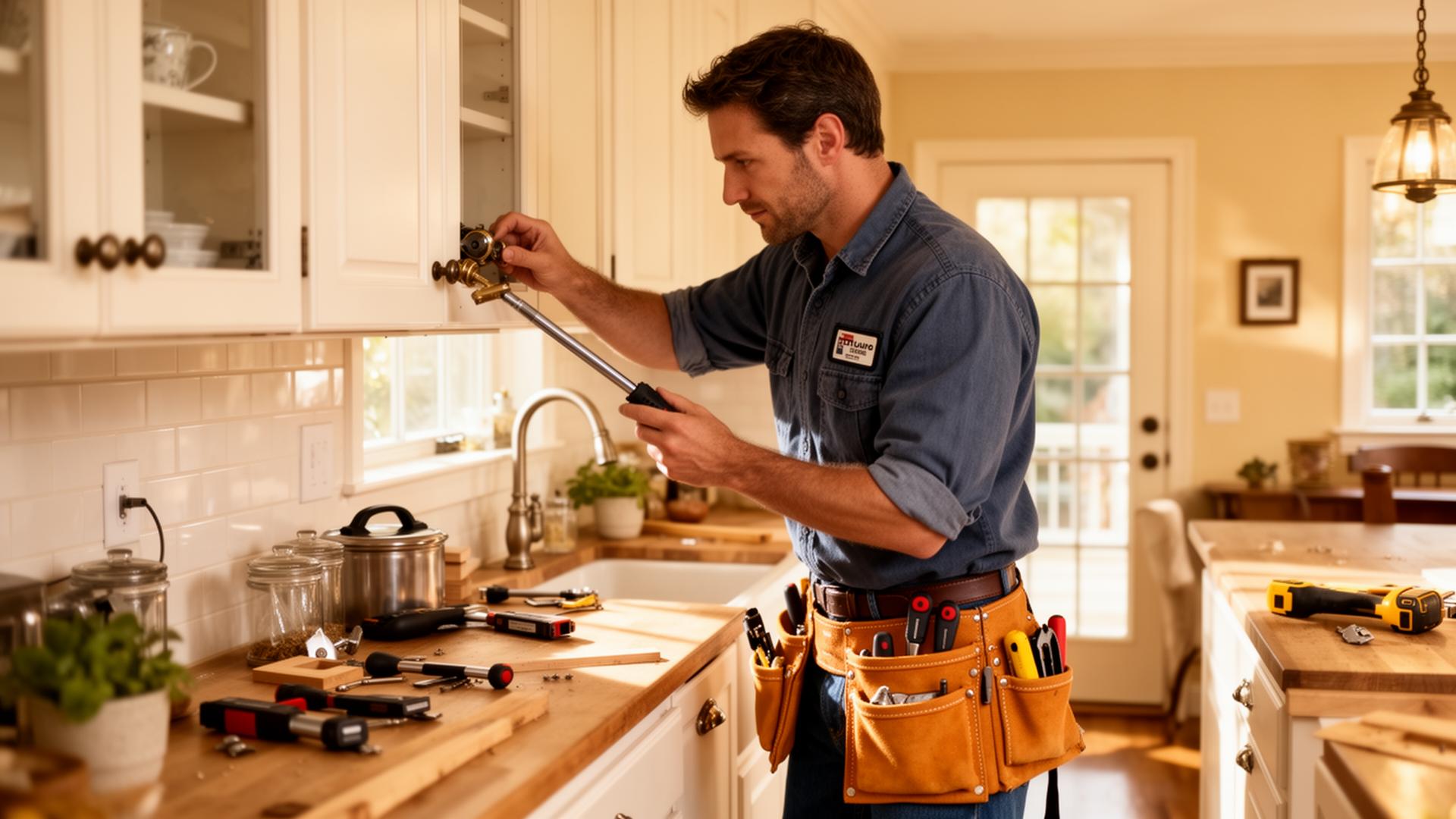 Professional handyman at work