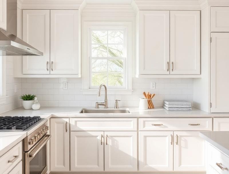 Refinished painted kitchen cabinets in a Towson, MD home